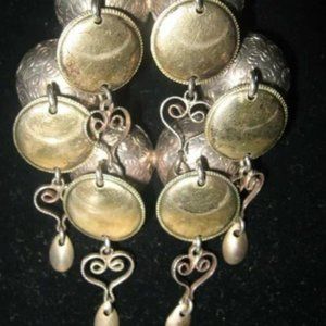 ❤️NORWAY 830 Silver & Gilt Solje Wedding Brooch Pin Signed 3" Etched Scrolling